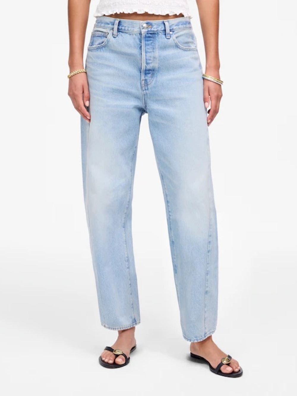 Madewell Light Blue Pieced Barrel-Leg Jeans